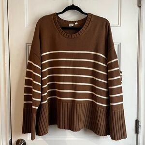 GAP Women’s Brown Striped Crew Neck Knit Sweater | XL